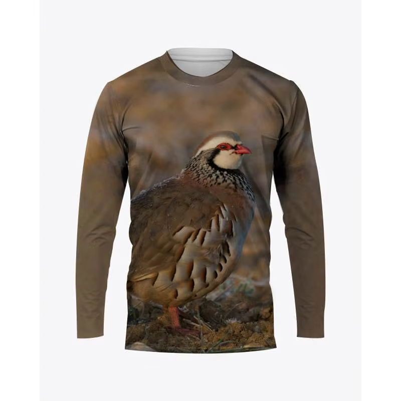 Hunting Quail - Camouflage การล่าสัตว์สัตว์นกกระทากราฟิกเสื้อ T ฤดูร้อนผู้ชาย O-คอเสื้อยืดลําลองแขนยาวขนาดใหญ่แฟชั่นผู้ชายเสื้อผ้า