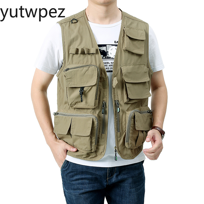 Safari Outdoor Hunting Jackets - เสื้อกั๊กปักลายสำหรับผู้ชาย น้ำหนักเบา มีหลายกระเป๋า เหมาะสำหรับเดินป่า ทำงาน ตกปลา