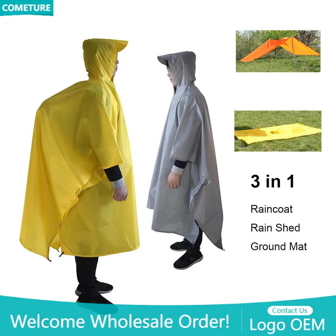Hunting Outdoor Mat - เสื้อกันฝน 3 In 1 เดินป่า Poncho