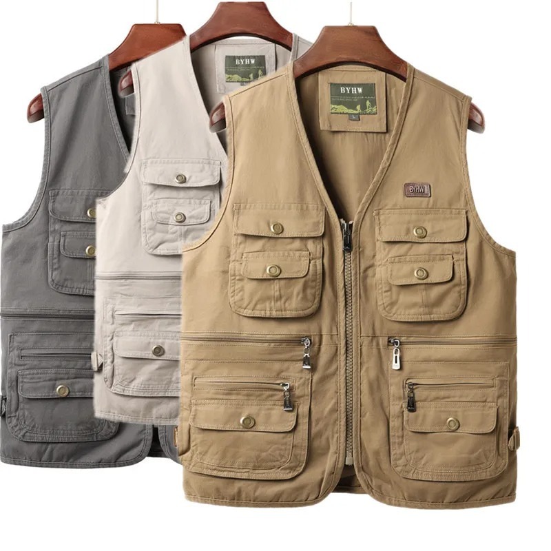 เสื้อกั๊กผู้ชายแบบมีกระเป๋าหลา - Safari Outdoor Hunting Jackets บทวิจารณ์และราคา