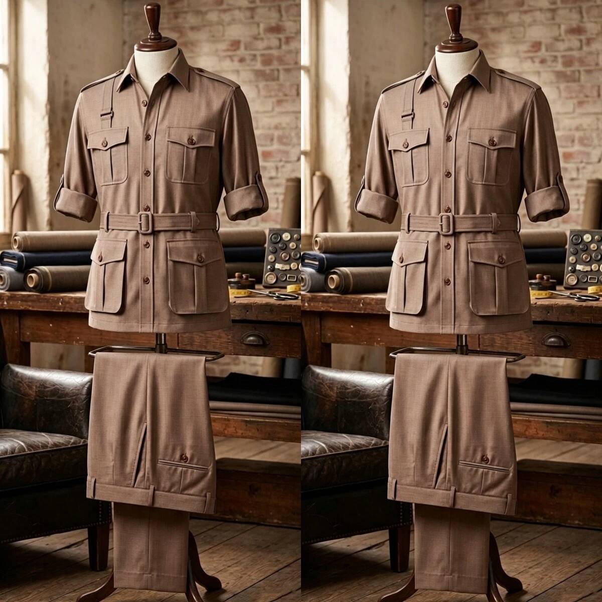 ชุดซาฟารีผู้ชายสีกากี 2 ชิ้น เ - Safari Outdoor Hunting Jackets บทวิจารณ์และราคา