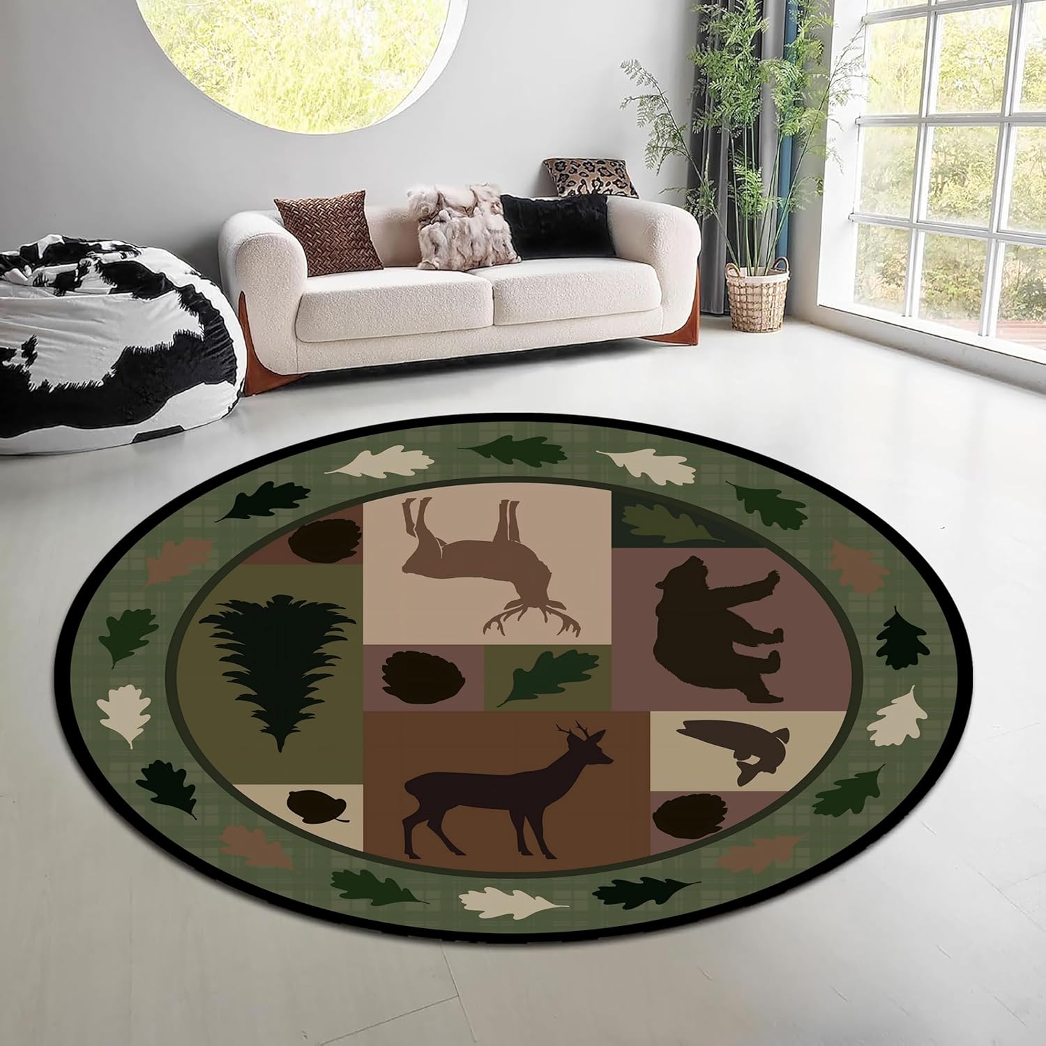 พรมทรงกลมลายป่าธรรมชาติสไตล์วิ - Hunting Outdoor Mat บทวิจารณ์และราคา